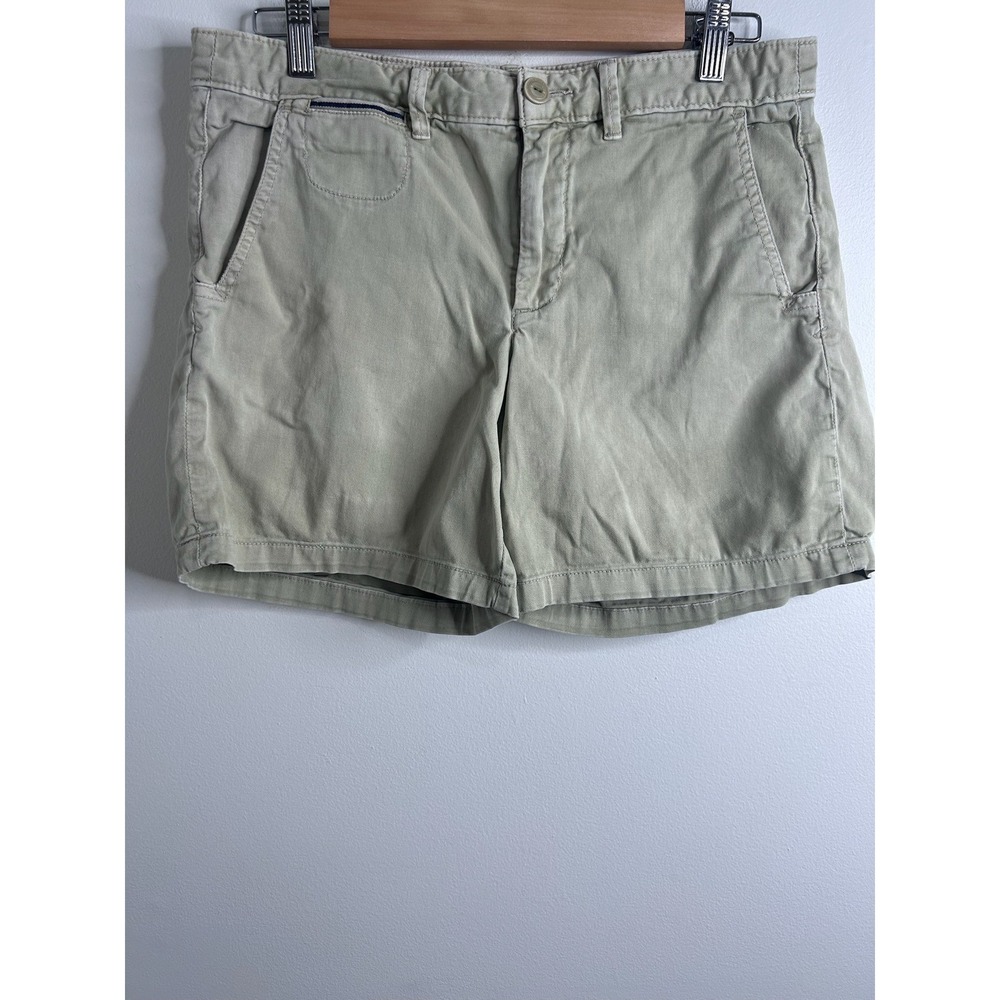 Anthropologie Chino Relaxed Tan Sage Khaki Cotton Stretch‎ Shorts 28 Boho Summer